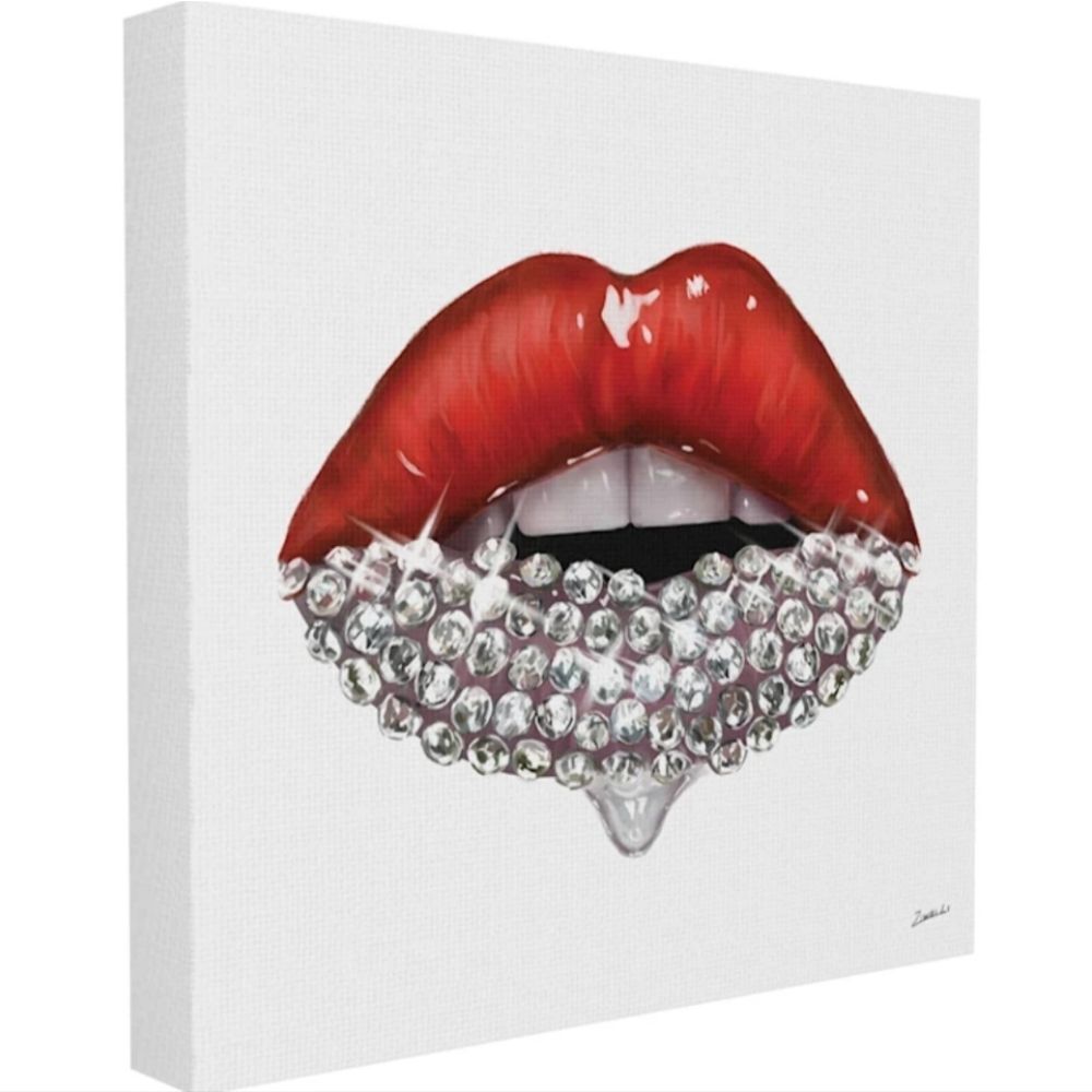 At Home Diamond Canvas Lip Wall Decor